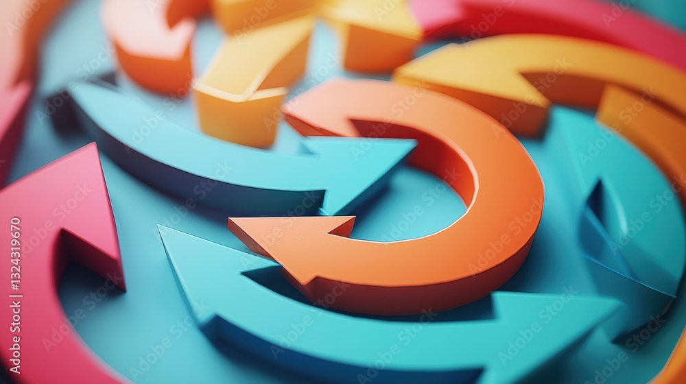 Aufkleber colorful arrows in dynamic arrangement symbolize movement and direction, representing concepts like 