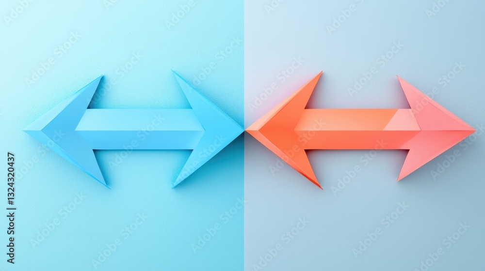 Aufkleber visual representation of directional arrows in blue and orange colors, symbolizing choices or pathwa