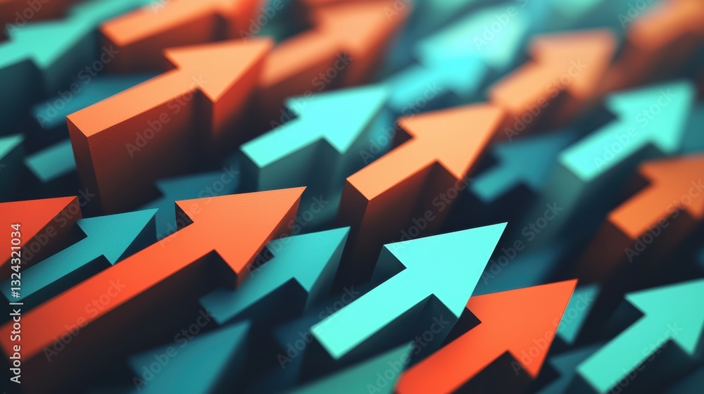 Poster dynamic arrows in vibrant colors symbolize growth and progress in visually striking manner. this abs