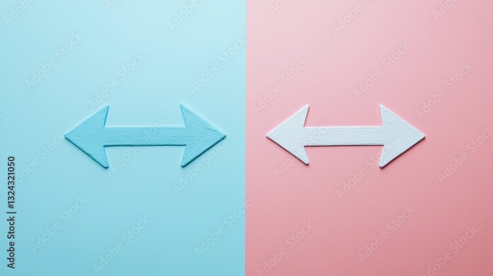Poster visual representation of directional arrows on contrasting backgrounds, symbolizing choices and deci