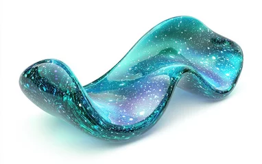 Gordijnen Glowing aurora borealis-inspired abstract wave, isolated on clear white background © Svitlana