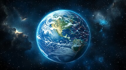 Fototapeta premium Earth with global network in space, for stock photography