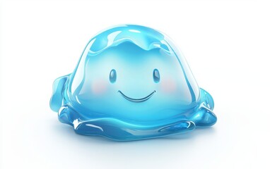 Radiant aqua slime with sun-kissed reflections, isolated on clear white background
