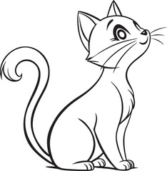 Line art coloring pages for kids for brain development. Cat outline vector illustration and ready for print.