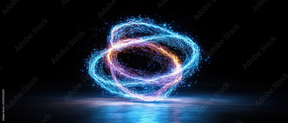 Aufkleber dynamic circular light effect creating motion trails in a studio environment showcasing artistic lig