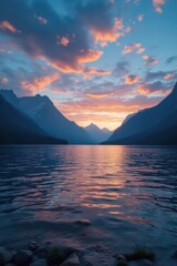 sunset over the lake