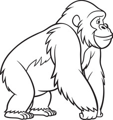 Line art coloring pages for kids for brain development. Gorilla outline vector illustration and ready for print.