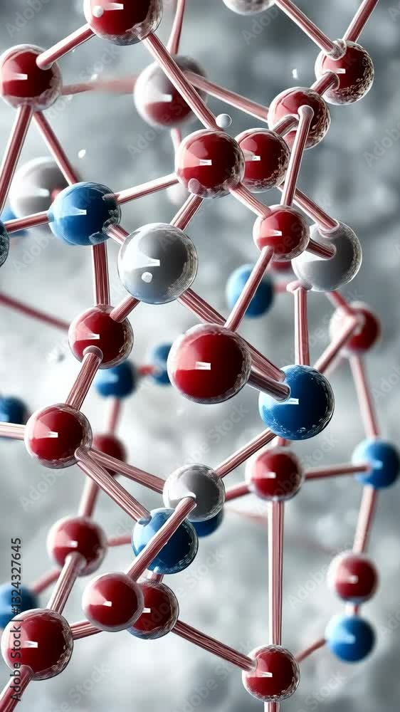 Poster investigating the intricate molecular structures and their interactions within a dynamic water-based