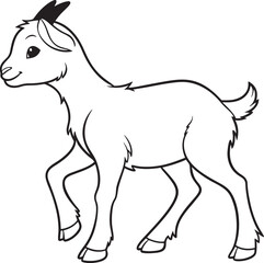 Line art coloring pages for kids for brain development. Goat outline vector illustration and ready for print.