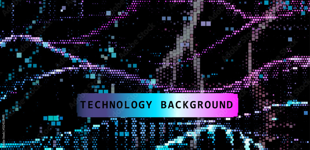 Poster Dynamic 3D vector illustration featuring digital waves with overlaying code and data elements. The vibrant colors reflect technology, innovation, and the flow of information in a digital landscape.