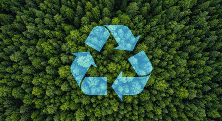 Forest Renewal: Recycle Symbol in Green Woods - Sustainable Environment, Eco-Friendly Future & Nature Conservation!