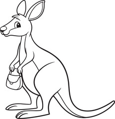 Line art coloring pages for kids for brain development. Kangaroo outline vector illustration and ready for print.