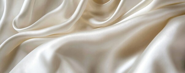 Obraz premium Creamy Silk Drapes, Studio Shot, Fabric Texture
