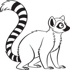 Obraz premium Line art coloring pages for kids for brain development. Limur outline vector illustration and ready for print.