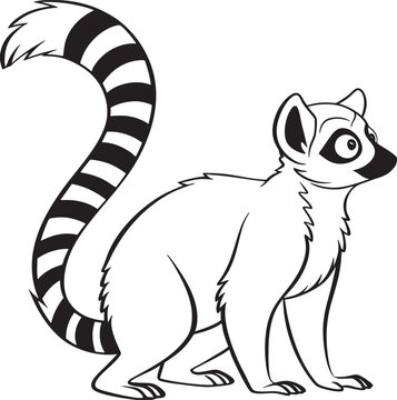 Line art coloring pages for kids for brain development. Limur outline vector illustration and ready for print.