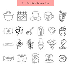 St. Patrick icons line art design element