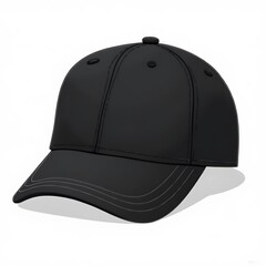 Fototapeta premium Classic Black Baseball Cap with Minimalist Design and Contrast Stitching