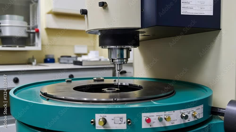 Poster precision machining equipment in a laboratory setting used for conducting high-tech engineering task