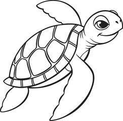 Line art coloring pages for kids for brain development. Turtle outline vector illustration and ready for print.