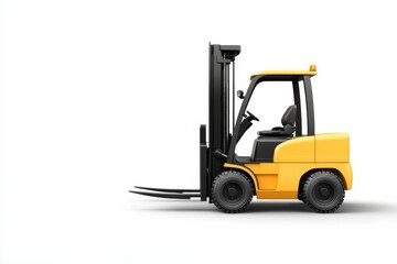 Yellow forklift on a clean white background, ideal for industrial themes