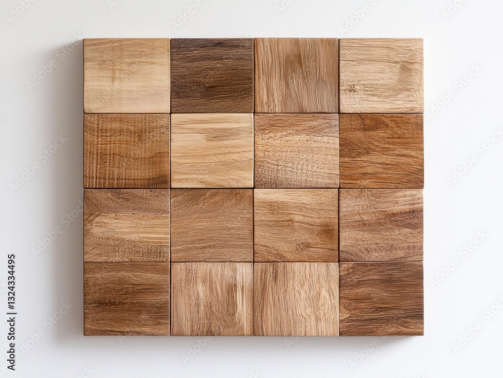 Poster a stylish array of wooden panels arranged in a modern pattern.