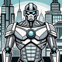 A Futuristic Robot Line Art vector, Sci-Fi Android Cyber Warrior Drawing,AI Robot Coloring Page for kids, Detailed Robot Line Art Sketch, Robot outline, Detailed Robot Line Art Sketch vector clip art. © SagorKundu
