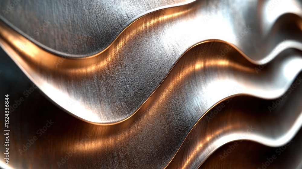 Poster abstract metallic waves texture background design