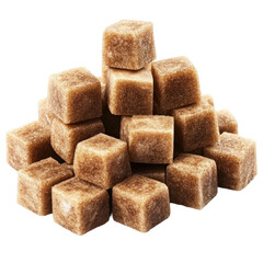 brown sugar cubes isolated on white