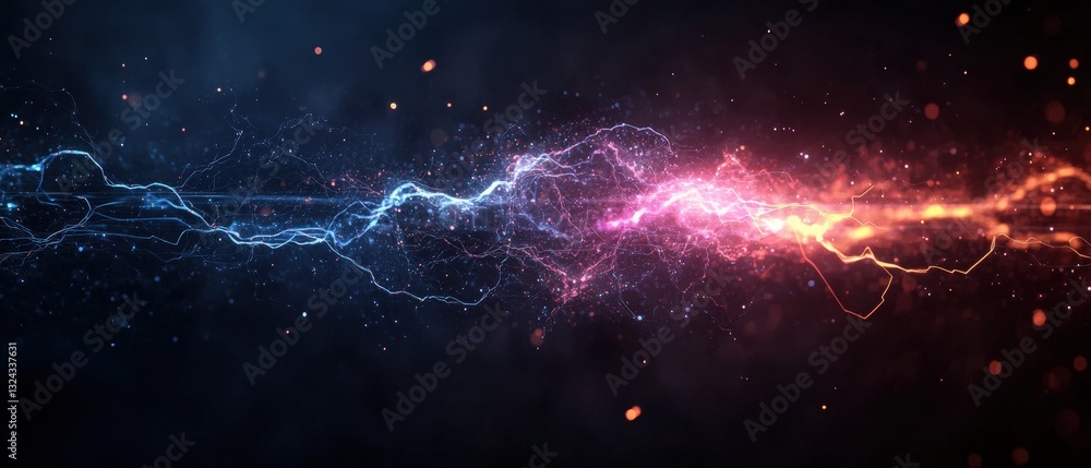 Poster brilliant bright lightning effect creating an eye-catching abstract design with futuristic elements 