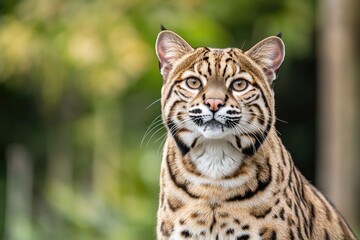 Obraz premium captivating close-up of majestic wild cat capturing intricate patterns of its fur and intensity of its gaze set against