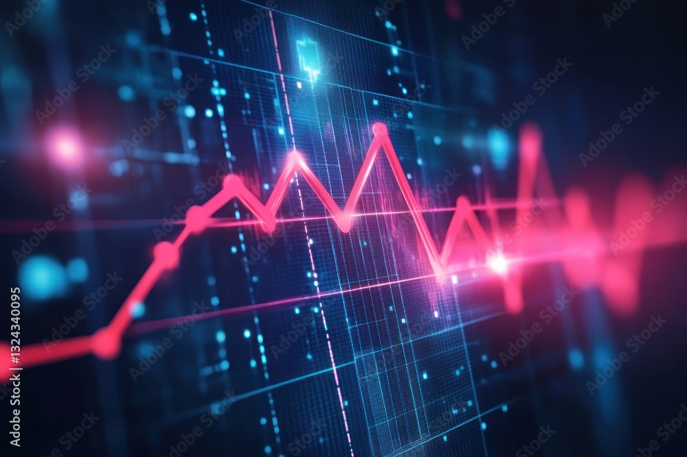 Aufkleber abstract digital graph with vibrant colors and futuristic elements representing data trends