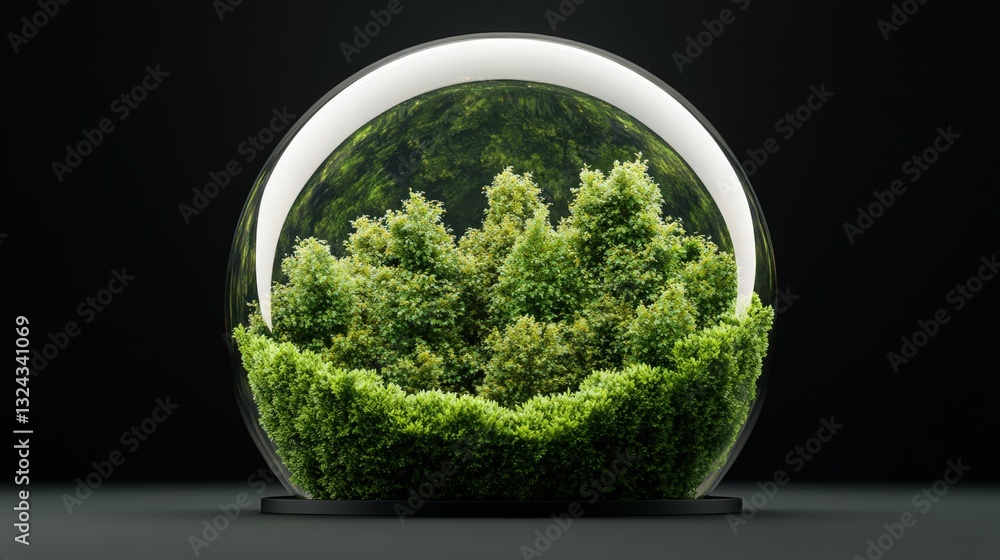 Poster a unique tree enclosed inside a transparent glass sphere representing nature and the environment in 