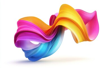 Obraz premium Vibrant abstract ribbon forming a dynamic shape, isolated on clear white background