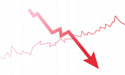 Declining Trend Graph with Red Arrow Shows Economic Downturn