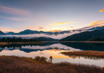 sunset over the lake