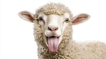 Obraz premium Sheep Portrait, Happy Expression, Studio