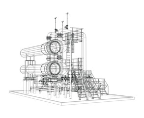 Petroleum heater exchanger. Vector rendering of 3d