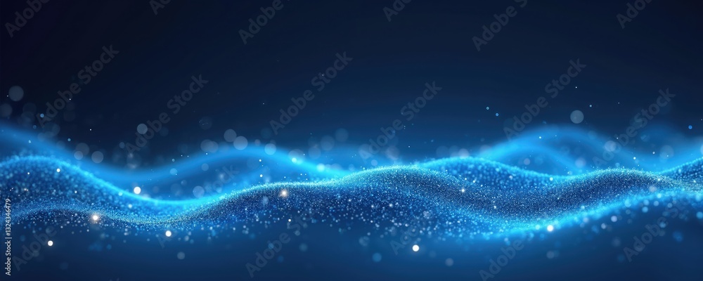 Aufkleber technology themed blurred abstract design. blue neon digital waves, smooth sparkling data flow. futu