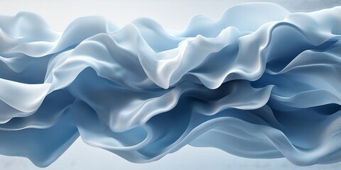 Fototapeta premium Flowing light blue fabric, abstract waves
