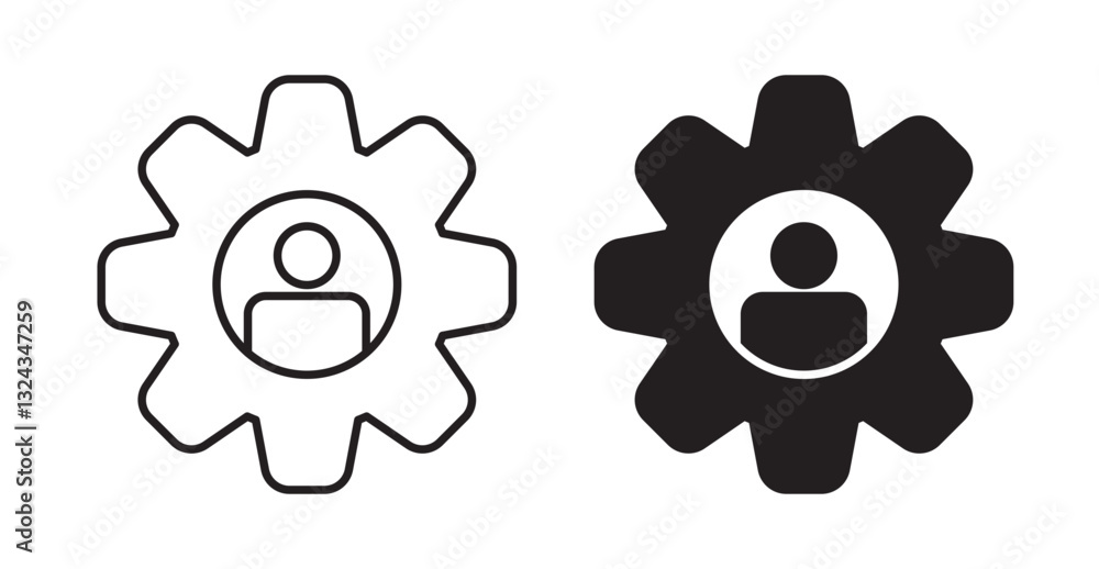 Poster account settings thin line and fill vector icons set