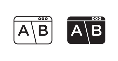 A B test thin line and fill vector icons set