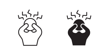 Anxiety thin line and fill vector icons set