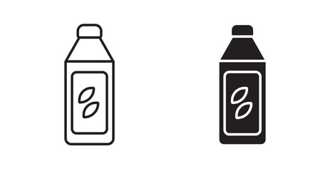 Bottle thin line and fill vector icons set