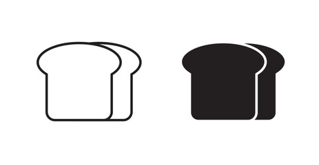 Bread loaf thin line and fill vector icons set
