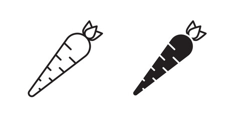 Carrot thin line and fill vector icons set