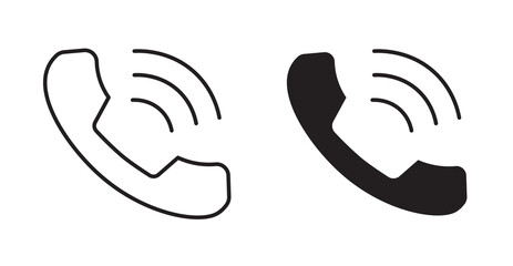 Call thin line and fill vector icons set