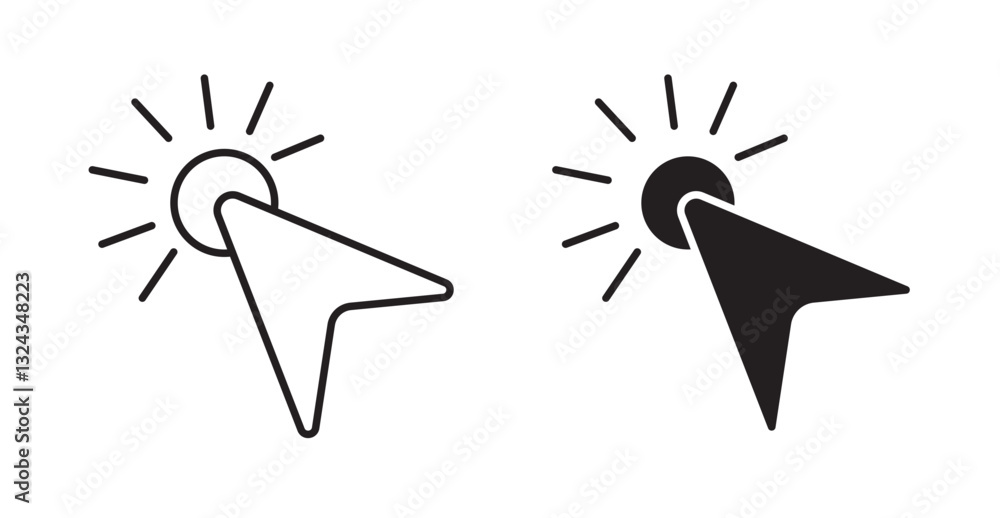 Aufkleber click thin line and fill vector icons set