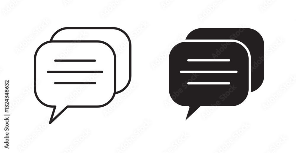 Poster discussion thin line and fill vector icons set