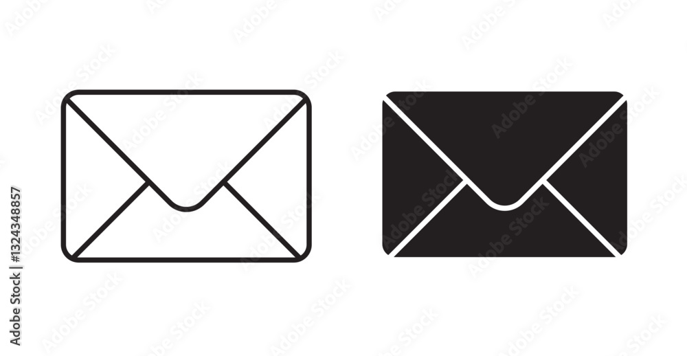 Poster email thin line and fill vector icons set
