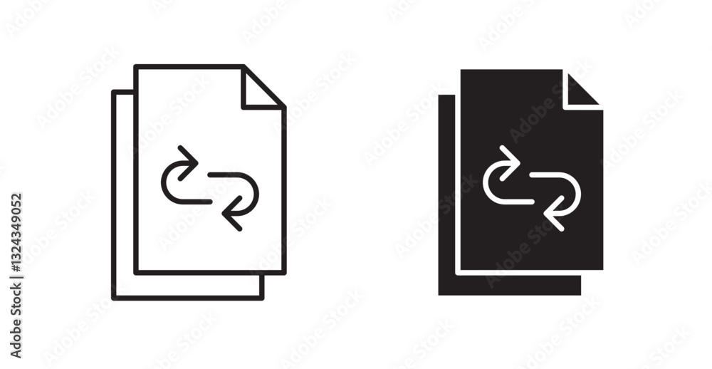 Poster file transfer thin line and fill vector icons set